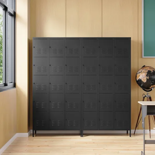 Vista 6 de Armario de metal con 15 puertas, armario de almacenamiento de metal con ganchos, armario de almacenamiento de 72 pulgadas para empleados, hogar