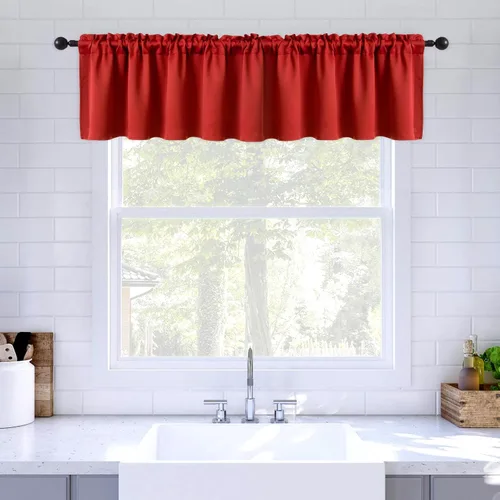 Vista 10 de MIULEE Cenefa opaca con bolsillo para cortinero, con aislamiento térmico, cortina corta para ventana pequeña y dormitorio, 42 x 18 pulgadas, 1 Beige