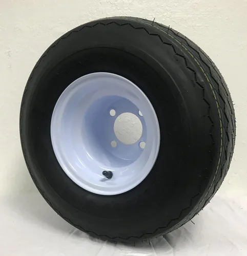 Vista 3 de Juego de 4 ruedas OEM para carrito de golf de 18x8.5-8 y neumáticos de acero blanco