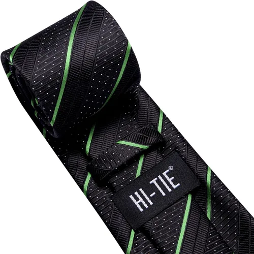Vista 178 de Hi-Tie Corbatas de seda para hombre, diseño de cachemira a rayas, con bolsillo, gemelos cuadrados, conjunto formal de negocios