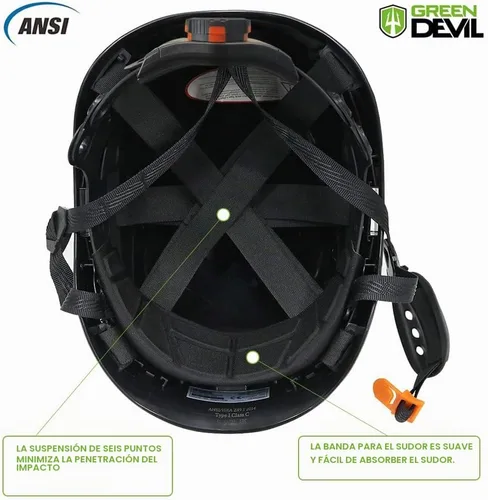 Vista 5 de GREEN DEVIL Casco de Seguridad Casco Duro con Visera Correa de Barbilla Ajustable Ligero Ventilado ABS Casco de Trabajo para Hombres y Mujeres
