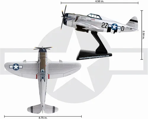 Vista 5 de Sello postal P-47 Thunderbolt "Kansas Tornado II" 1/100 Modelo de avión de combate coleccionable de la Segunda Guerra Mundial – Réplica histórica