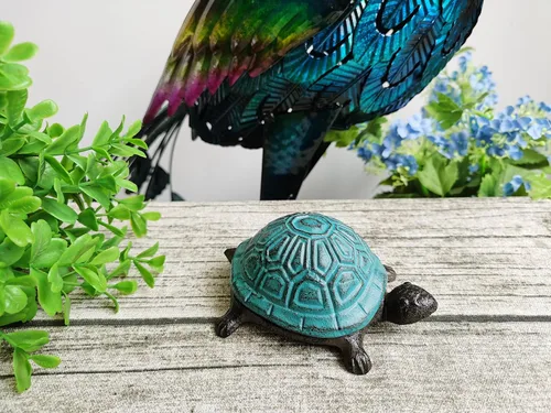Vista 2 de BSTGIFTS - Ocultador de llaves de hierro fundido con forma de tortuga - Juego de llaves de repuesto y decoración de jardín - Caja de baratijas