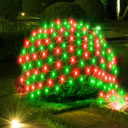 Vista 6 de 198 luces de red LED de 9.8 pies x 6.6 pies enchufables, 8 modos de iluminación de malla conectables, luces de red de Navidad impermeables al aire