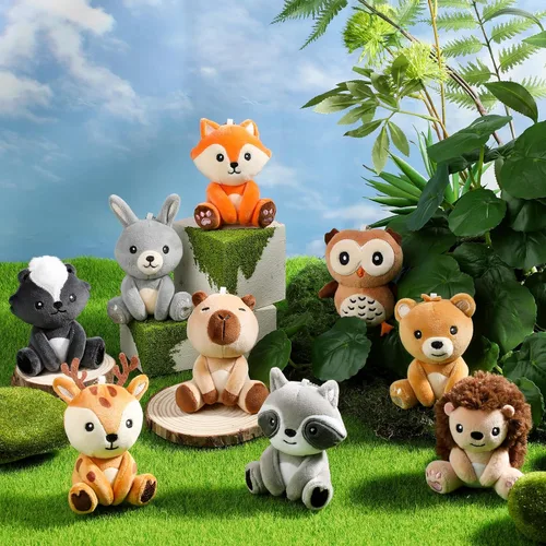 Vista 6 de Aoriher - Juego de 9 animales de peluche de bosque a granel de 4 pulgadas