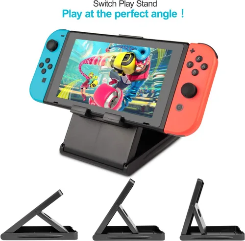 Vista 7 de Keten Kit de accesorios para interruptor NS incluye funda de transporte base de carga soporte de juego cable de extensión funda de tarjeta de juego