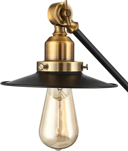 Vista 3 de 360 Lighting Gilmore - Lámpara de escritorio pequeña de 20 pulgadas, USB, ajustable, color negro y dorado rústico Puertos USB A+C Carga Industrial