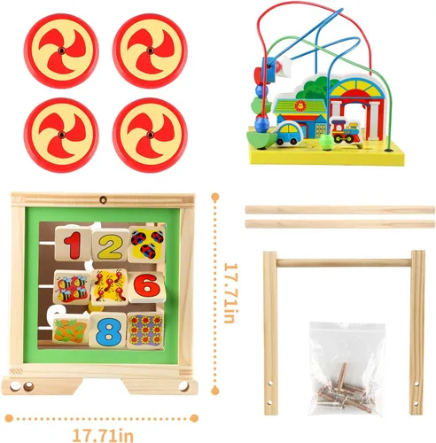Vista 8 de Cubo de actividades de madera 6 en 1 Montessori Educativo Aprendizaje Juguetes Sensoriales para 1 Año de 12-18 Meses Niños Niñas Regalos de Primer