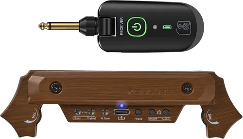 Vista 9 de Pastilla inalámbrica para guitarra acústica magnética recargable y micrófono pastilla de boca de sonido para guitarra acústica con control de Negro