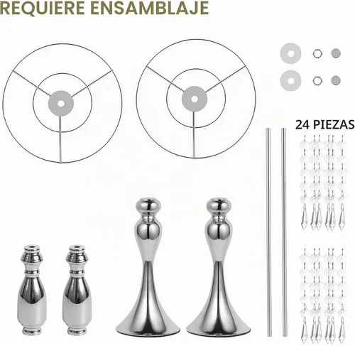 Vista 7 de 2 jarrones para centros de mesa de flores de boda, soportes de boda de cristal acrílico de 21.3 pulgadas, centro de mesa de metal a granel