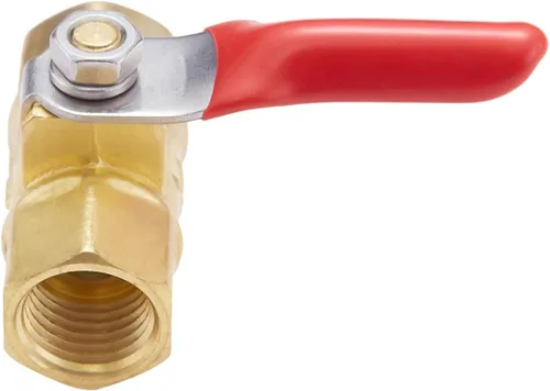 Vista 3 de 2 piezas de latón mini válvula de bola en línea interruptor de apagado, 1/4" NPT hembra x 1/4 pulgada NPT hembra accesorios de tubería, mango