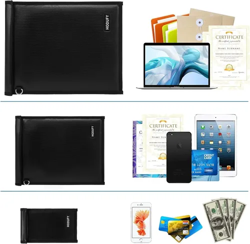 Vista 3 de Bolsa Faraday para Portátiles y Tabletas y Llaves de Coche - Paquete de 3 Jaulas Faraday, Protector de Llavero Faraday, Bolsa RFID Ignífuga e
