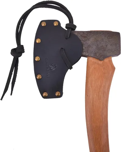 Vista 11 de Funda de cuero duradera para hacha, cubierta de cabeza de hacha, protector de hoja de hacha, herramienta de camping