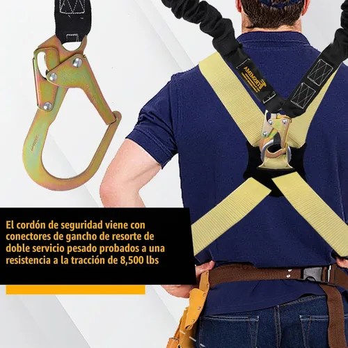 Vista 3 de TRSMIMA - Cordón retráctil para arnés de seguridad, amortiguador, 6 pies