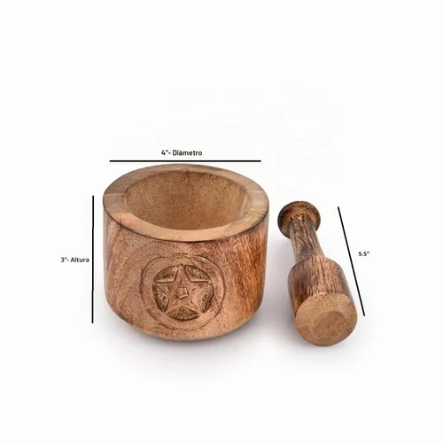 Vista 5 de Kaizen Casa Mortero de madera y mortero de ajo triturador de mano trituradora de utensilios de cocina