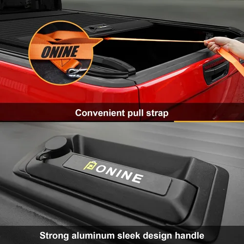Vista 5 de ONINE Cubierta rígida retráctil Pull-Lock-Go para Ford Maverick 2022-2026 con caja de 4.6 pies (54.4 pulgadas), aluminio negro mate, compatible