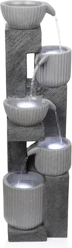 Vista 12 de Alpine Corporation ZEN398 - Fuente de agua moderna de 3 niveles para exteriores de 35 pulgadas, elegante fuente de suelo rústica para jardín, patio