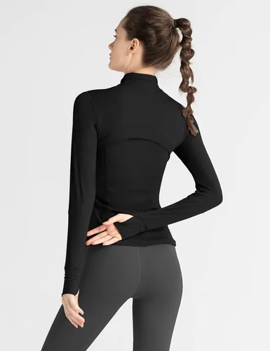 Vista 2 de Locachy Chaqueta de entrenamiento para mujer con cierre completo y bolsillos