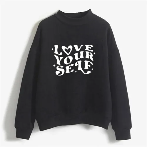 Vista 2 de Aopirta Suéter de manga larga suelto sólido con estampado navideño para mujer, sudadera con capucha negra