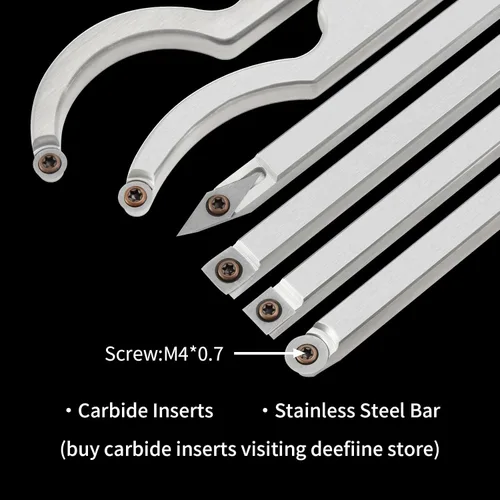 Vista 4 de Juego de herramientas de torneado de madera con punta de carburo de tamaño completo con mango de goma 6pcs Roughing and Finishing Swan Neck