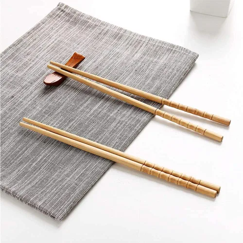 Vista 2 de Juego de palillos de bambú reutilizables de 10 pares de palillos de viaje con estuche reutilizables chinos, coreanos, japoneses, de bambú, palillos