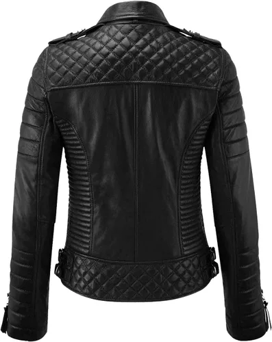 Vista 2 de Chaqueta de piel para mujer, color negro, Amarillo