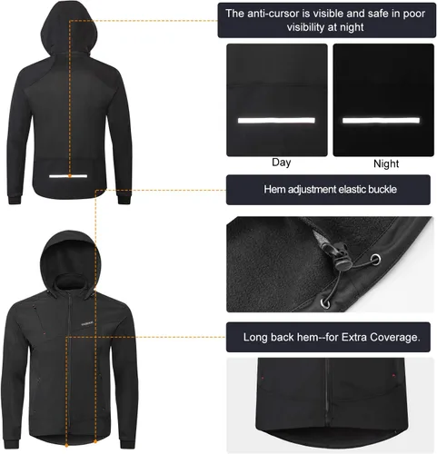 Vista 4 de INBIKE Chaquetas softshell de invierno para hombre, resistentes al viento y cálidas, ideales para ciclismo, correr, senderismo y otras actividades
