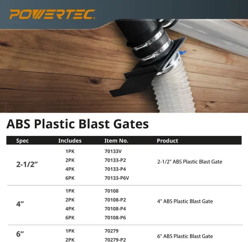 Vista 6 de POWERTEC 70279 - Puerta de recolección de polvo, plástico ABS de 6 pulgadas, 1 paquete