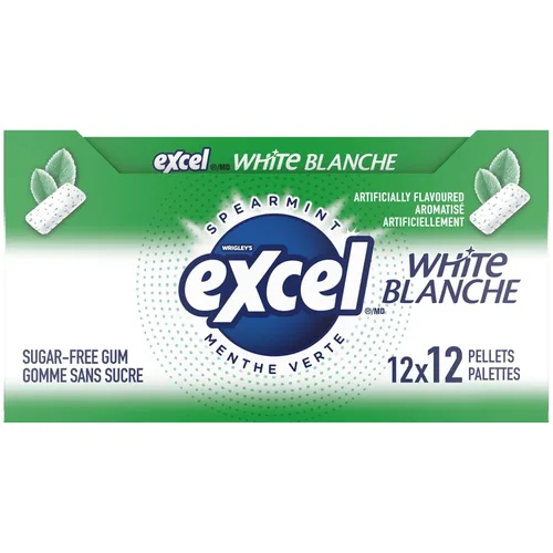Vista 4 de Excel White Goma de mascar sin azúcar, menta verde, 12