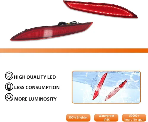 Vista 2 de ADIIL Luces de freno traseras de lente roja secuencial LED secuencial para Chevrolet Cruze 2016-2019, reemplaza la luz del reflector del parachoques