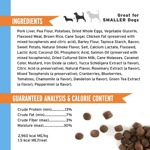 Vista 2 de Pet Botanics Training Rewards - Mini golosinas para perros, tocino, 4 onzas Ayuda en el entrenamiento, BotaniFits Botanical Blend, solo 1.5