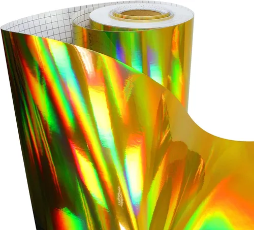 Vista 6 de DECO65 Vinilo adhesivo holográfico cromado dorado para manualidades (6 pies x 1 pie)