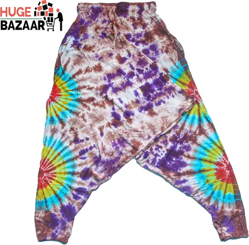 Vista 6 de Pantalones de yoga de teñido anudado para meditación, oraciones unisex por nepalí hecho a mano, tela auténtica Khaddar