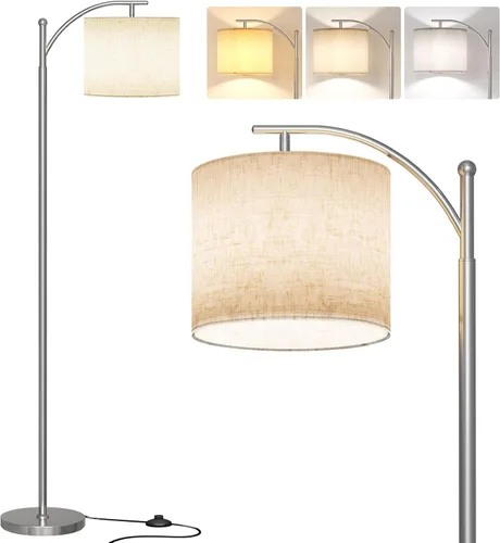 Vista 11 de SUNMORY Lámpara de pie de arco, lámpara de pie moderna con bombilla de 9W y 3 temperaturas de color, lámparas de pie de metal con pantalla colgante