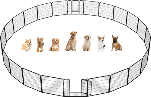 Vista 29 de Yaheetech Corralito para perros, 24 pulgadas, 2 paneles, corral para perros para interiores, resistente, corral de ejercicio para cachorros, valla