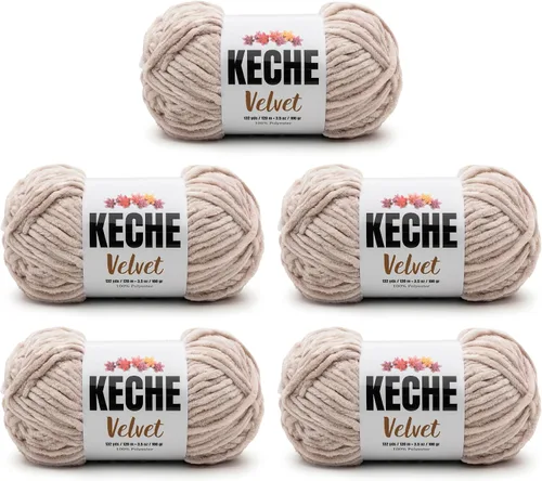 Vista 22 de Keche Hilo para ganchillo, hilo de terciopelo, chenilla suave, manta de bebé voluminosa amigurumi Yarn 3.53 oz (132 yardas) - Arona
