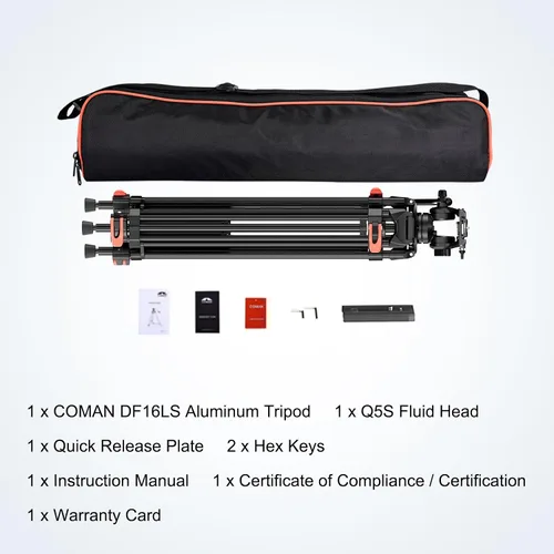 Vista 9 de COMAN Trípode de video de 74.4 pulgadas, trípode de cámara resistente con cabezal fluido y aleación de aluminio, carga máxima de 17.6 lbs/8 kg