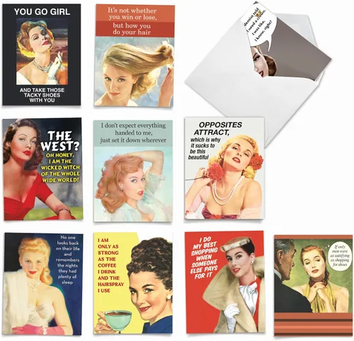 Vista 12 de The Best Card Company - 10 tarjetas de felicitación divertidas en blanco para mujer (4 x 5.12 pulgadas) - Surtido en caja para todas las ocasiones