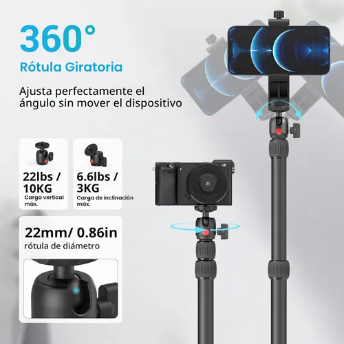 Vista 4 de SMALLRIG Soporte C para cámara, trípode de mesa ajustable de 15 a 35 pulgadas Tabletop C Clamp Light Stand for Webcam, DSLR Camera, Ring Light