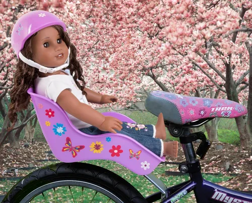 Vista 2 de Asiento de bicicleta para muñeca «Ride Along Dolly» (púrpura) con calcomanías para decorar (ideal para muñeca American o peluches)