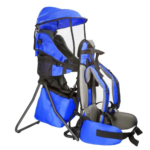 Vista 2 de Clevr Mochila transportadora para bebé, ligera con visor y cobertor contra el sol, Rojo o Verde, Azul
