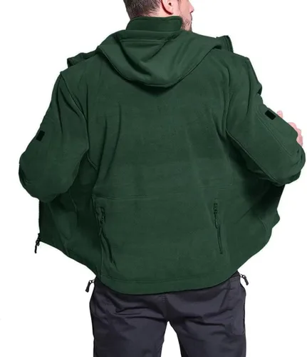 Vista 3 de BIYLACLESEN Chaquetas tácticas de forro polar Softshell para hombre con cremallera completa