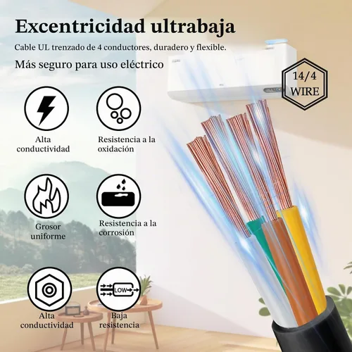 Vista 3 de Cable de control de 4 conductores 14 AWG, 10 pies, 14/4, 100% cobre puro para sistemas de aire acondicionado mini split y bomba de calor, altavoces