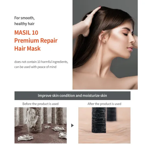 Vista 5 de MASIL Mascarilla reparadora para el cabello 10 premium, tratamiento profundo para cabello seco dañado, queratina profesional coreana y cuidado