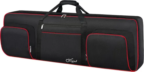 Vista 14 de SNIGJAT Funda para teclado de 49 teclas suave, bolsa de piano con bolsillos acolchados para piezas de instrumentos y accesorios, bolsa impermeable