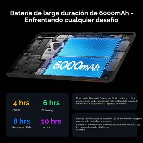 Vista 4 de Callsky-Tab Tablet Android, tableta Android 15 de 10.1 pulgadas con procesador Octa-core RAM 12 GB ROM 64 GB (hasta 2 TB), resolución de 800 x 1280