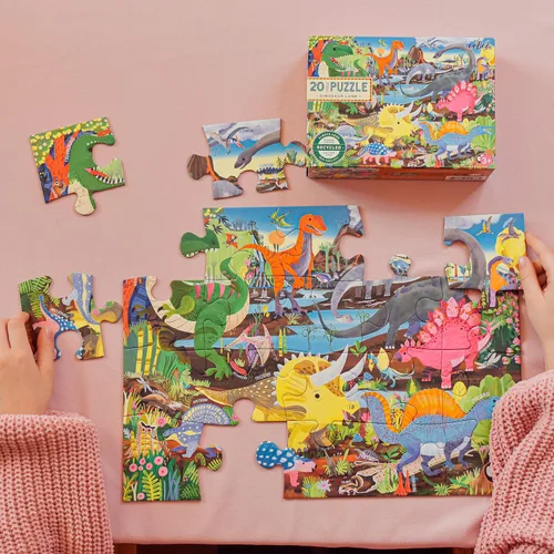 Vista 9 de eeBoo Rompecabezas de 20 piezas – Dinosaur Land Rompecabezas infantil con temática prehistórica, piezas grandes para manos pequeñas para desarrollar