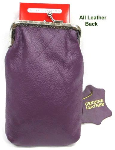 Vista 9 de Juego de 2 fundas originales Leather Cigarette Case color morado + azul-verde Fit 100s, King Regular Pack