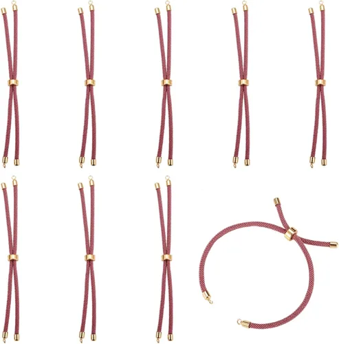 Vista 24 de 10 piezas de pulseras de cordón trenzado de nylon para hacer pulseras deslizantes ajustables con accesorios de latón dorado para accesorios de Negro