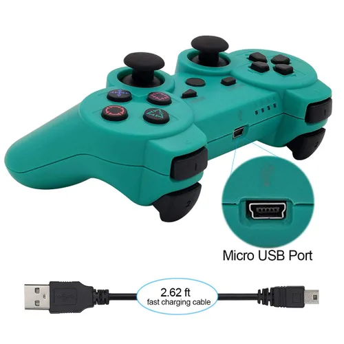 Vista 35 de Ceozon PS3 Controller Wireless 2 Pack Gamepad Compatible for PS3 Remote Joystick with Charging Cables Black and Black